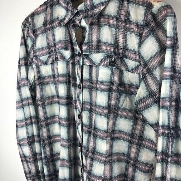 Cabi Festival Blouse Plaid Floral Print Blouse 233 - Picture 5 of 8